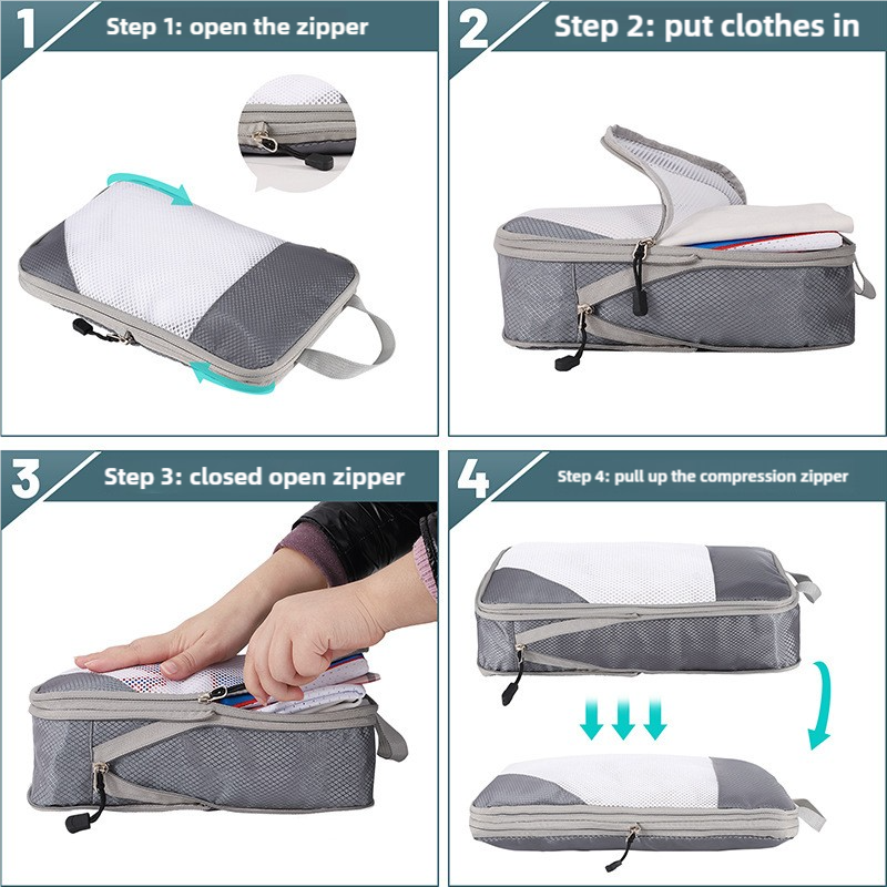 Red Compression Travel Storage Bags Set, Mesh Travel Organizers for Luggage, Foldable and Space-Saving Packing Cubes โ image 4