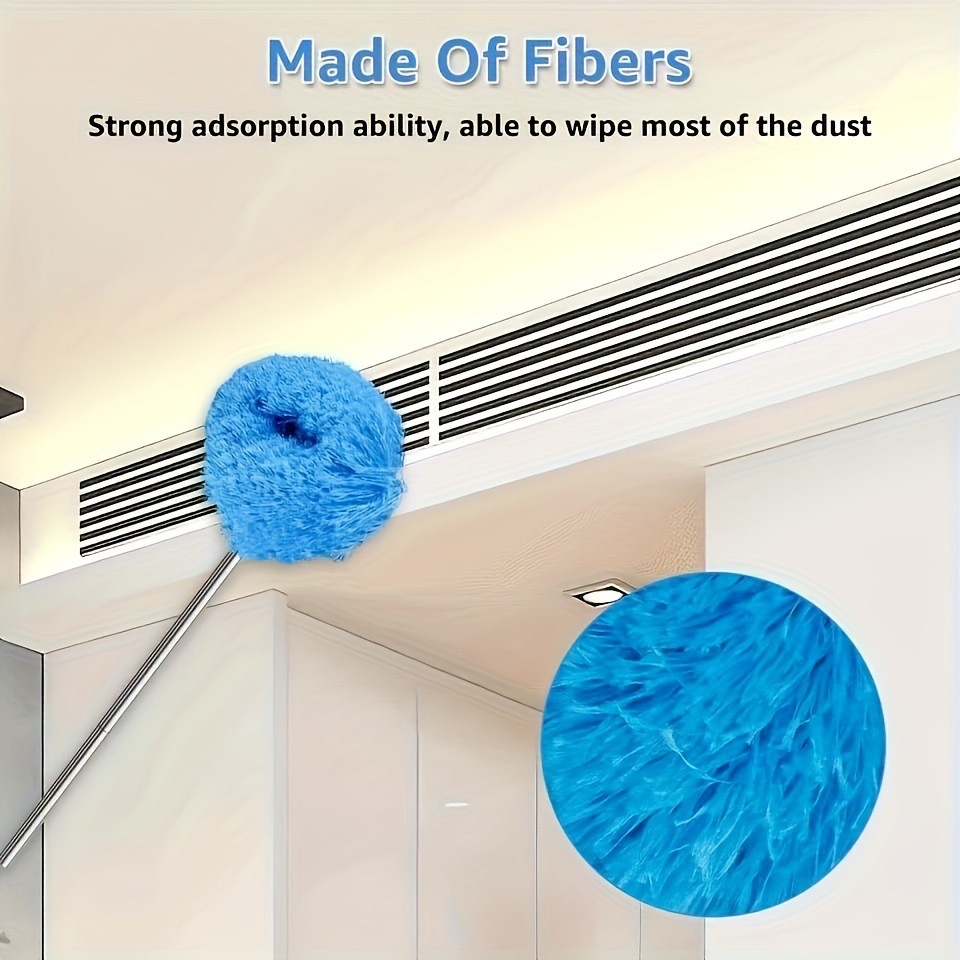 Green 4 Pack Telescopic Microfiber Duster with Extendable Stainless Steel Pole - Anti-Static Ceiling Fan Cleaning Tool for High Reach & Tight Gaps — image 3