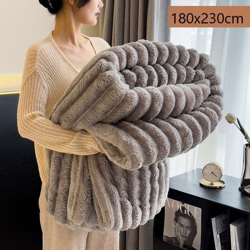 Plush Bunny Fleece Single XL Blanket Warm Flannel Home Office Nap Throw Medium Grey 180 × 200cm Great Christmas Present