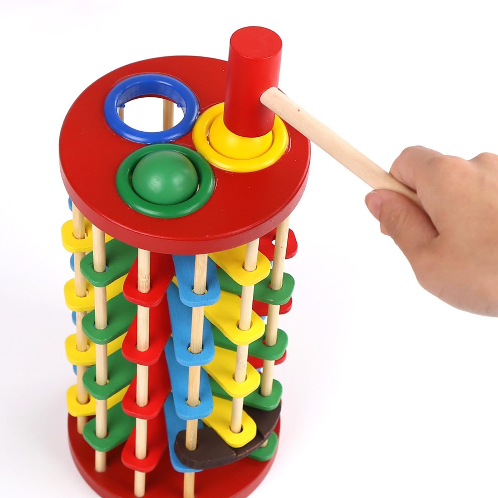 Wooden Ball Drop Toy Kids Pounding Bench Hammer Pound Roll Ramp Toys Children Educational Montessori Gift for Kids Babies โ image 5