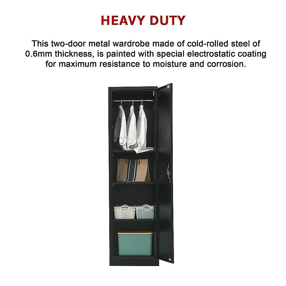 Single-Door Metal Tall Cabinet Shelf Storage for Home Office Gym — image 7