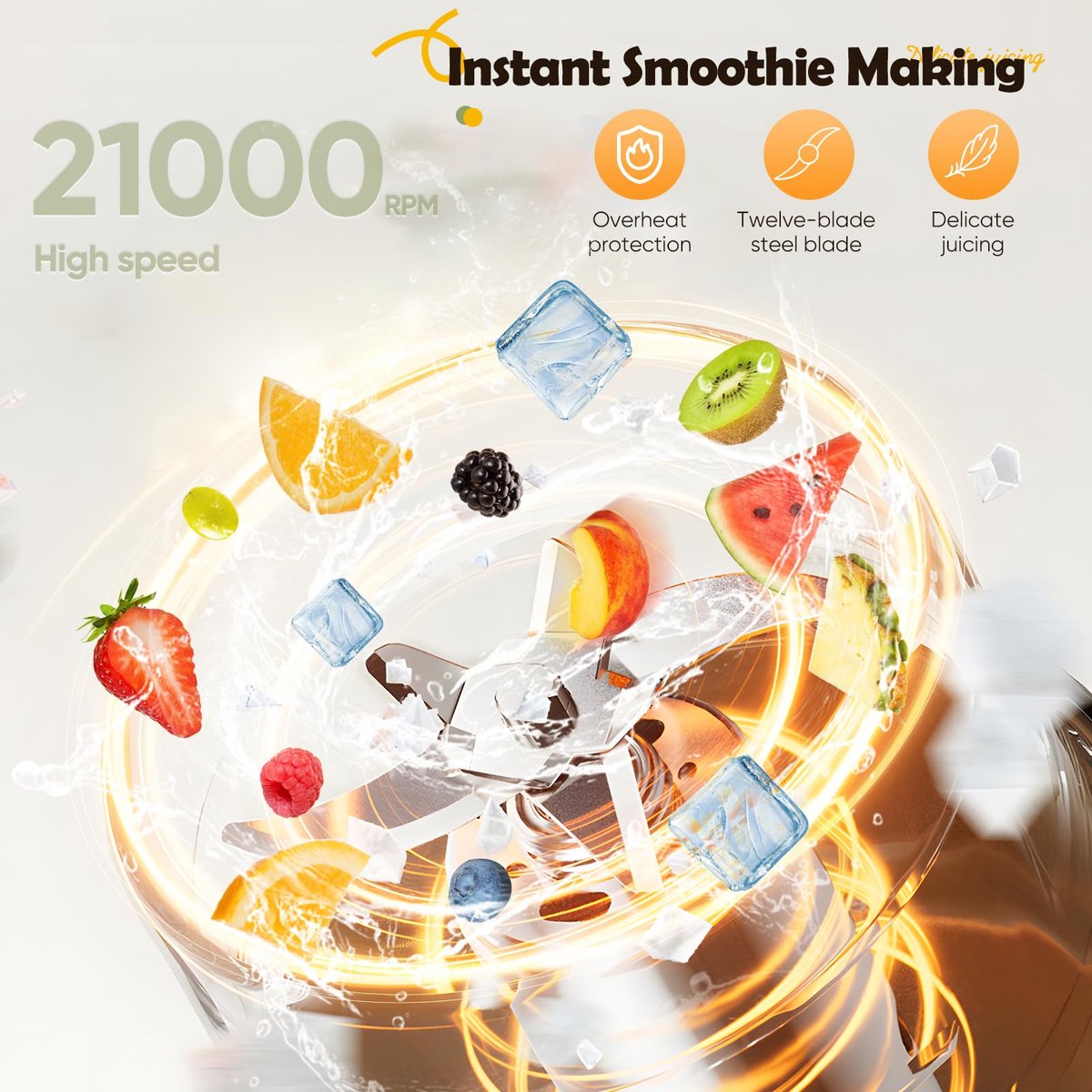 Portable Blender - Mini Blender - 12 Blades - Portable - On-the-Go Blender - Mini Juicer - Smoothie Maker - Perfect for Smoothies, Juices, and Baby Food - Dark โ image 2