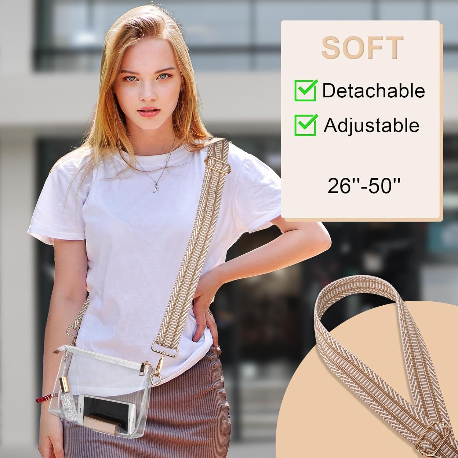 Clear Purse for Women - Stadium Approved + Clear Bag for Events with Zipper, Crossbody Bag for Concerts โ image 4