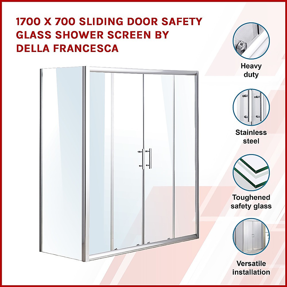 1700 X 700 Sliding Door Safety Glass Shower Screen By Della Francesca โ image 3