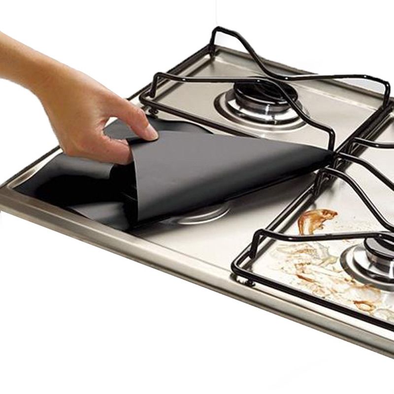 Stove Burner Covers - Gas Stove Protectors Black Double Thickness, Reusable, Non-Stick, Fast Clean Liners for Kitchen/Cooking — image 4