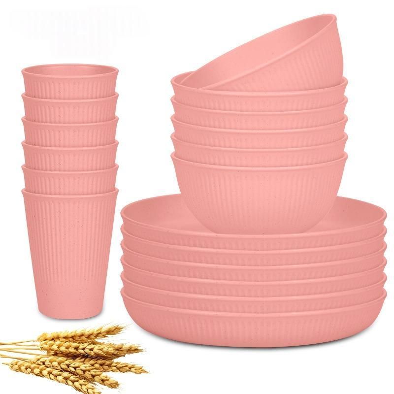 Wheat Straw Dinnerware Set Unbreakable Dinner Plates BPA-Free Dinnerware - Light Green - Size 01 — image 2