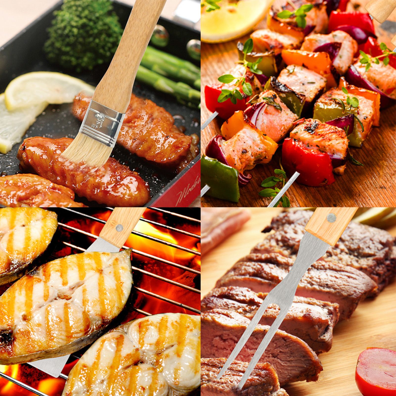 10PCS Grilling Tool Set Stainless Steel with Wood Handle Grill Utensils for Picnic Barbecue โ image 6