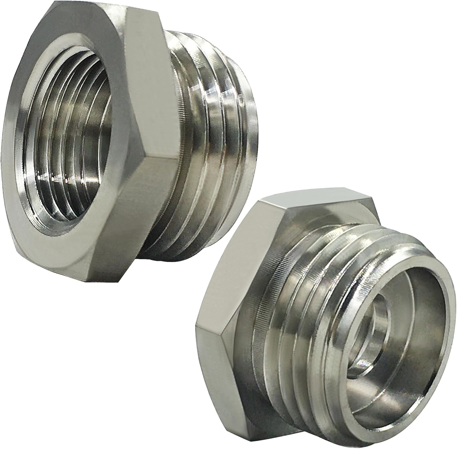 Stainless Steel 3/4" GHT Male x 1/2" G(IPS) Female Bathroom Show Tube to Garden Hose Connector Adapter Fitting(Pack of 2)