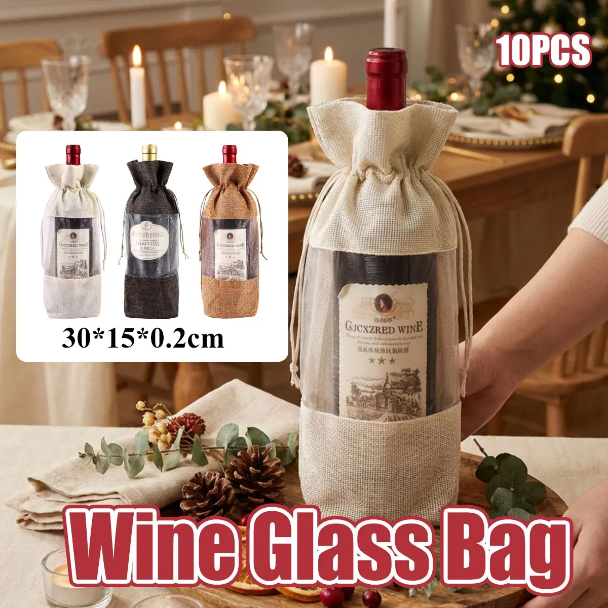 10PCS Wine Gift Bags with Clear Window for Wine Bottle Packaging โ image 2