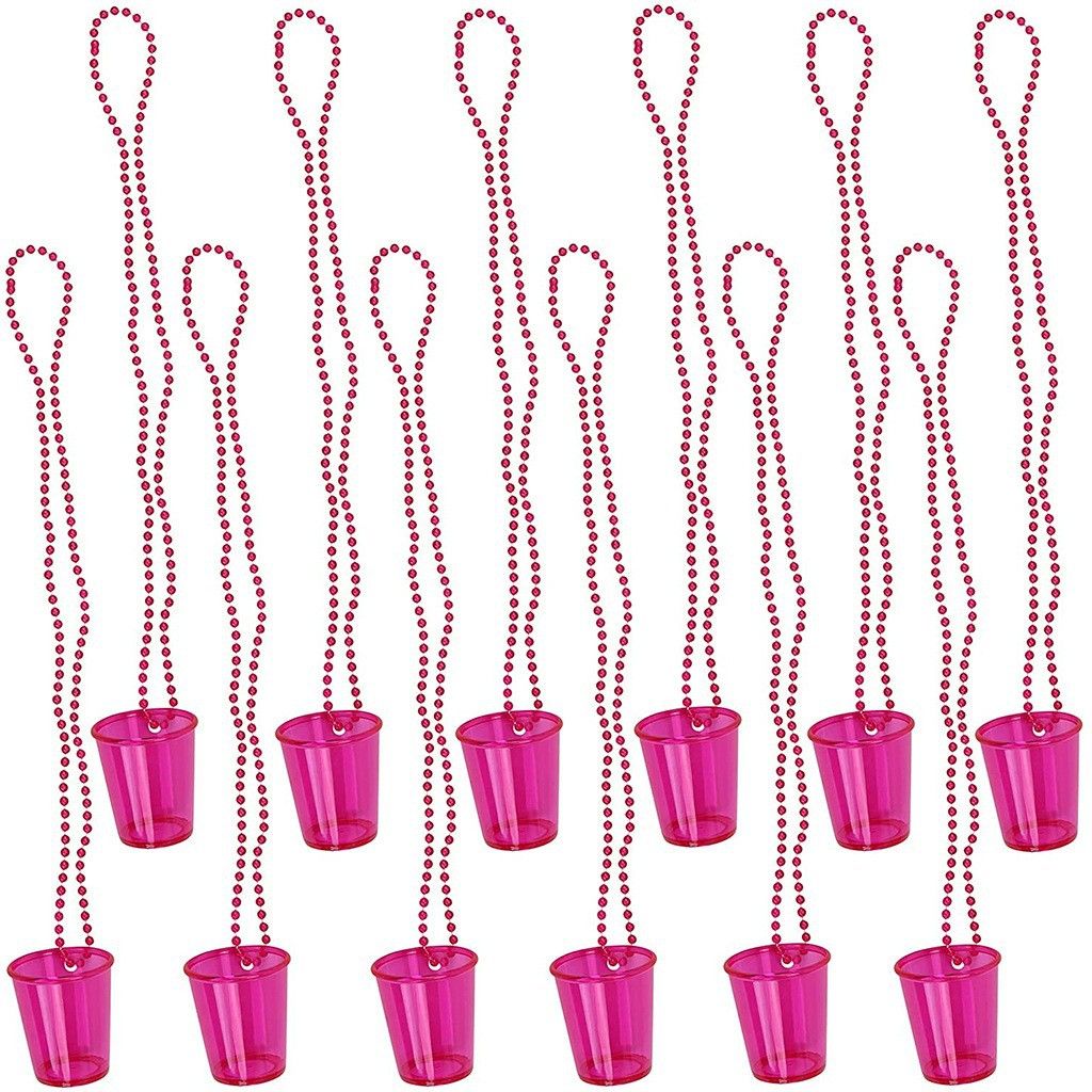 12 Pcs Bridal Shot Glass Chain, Bead Necklace Small Wine Glass Bachelor Party Necklace for Bachelorette Beach Trip New — image 2