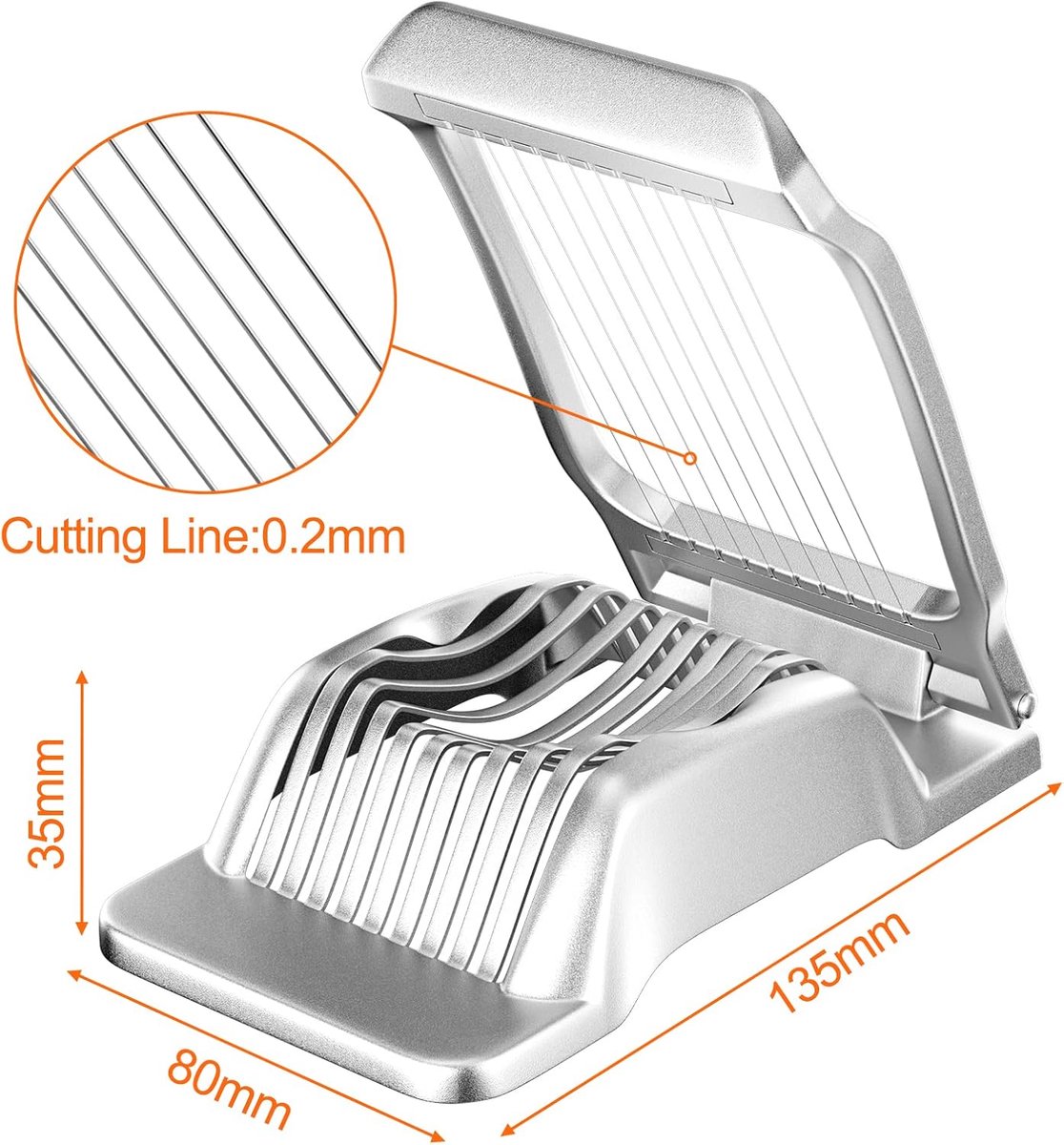 Professional aluminum egg slicer - sturdy and durable - can slice boiled eggs - dishwasher safe - independent and stable tension - suitable for slicing eggs — image 5