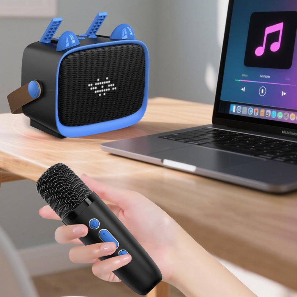 Mini Karaoke Machine - Portable MP3 Player with 2 Wireless Mics Toys & Gifts Blue โ image 6