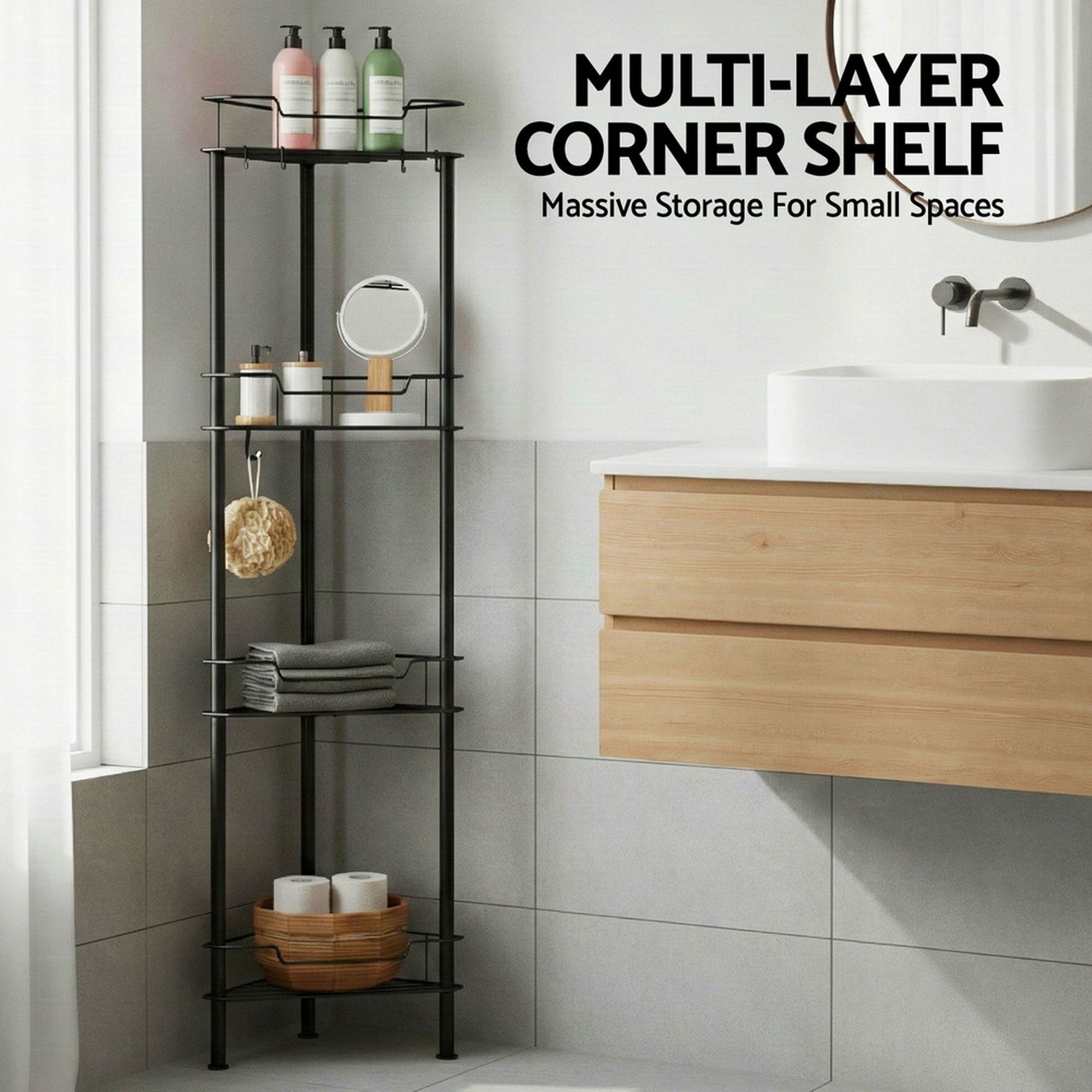 Artiss 2x Floor Standing Shower Caddy 4 Tier Rustproof Bathroom Storage — image 5