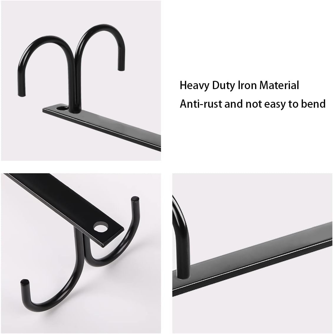Under Cabinet Industrial Mug Holder - Space-Saving Hanging Rack for Mugs, Cups & Kitchen Accessories - 4 Hooks - 2 Pack — image 3