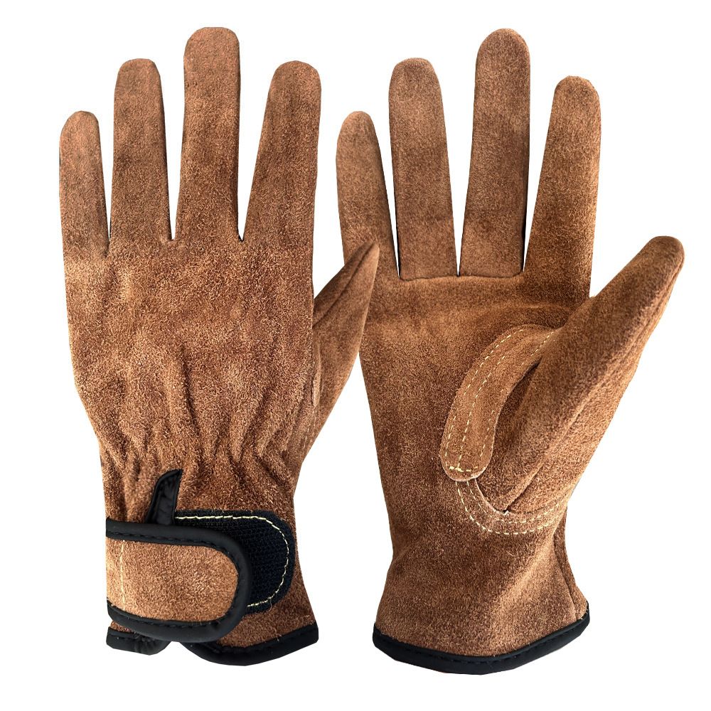 Size XL Heavy-Duty Cowhide Protective Gloves with Heat Resistant and Wear-Proof Leather for Outdoor Camping Welding and Industrial Work Reliable Hand Guard for