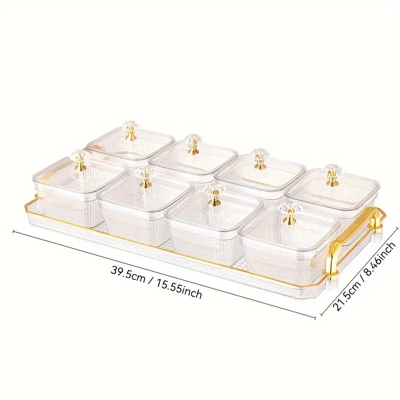 1-Piece 8-Compartment Snack Tray, BPA-Free Plastic Food-Grade Snack Organizer, Perfect for Nuts, Fruits, Candies, Potato Chips - Elegant Gold Decor for Home — image 4