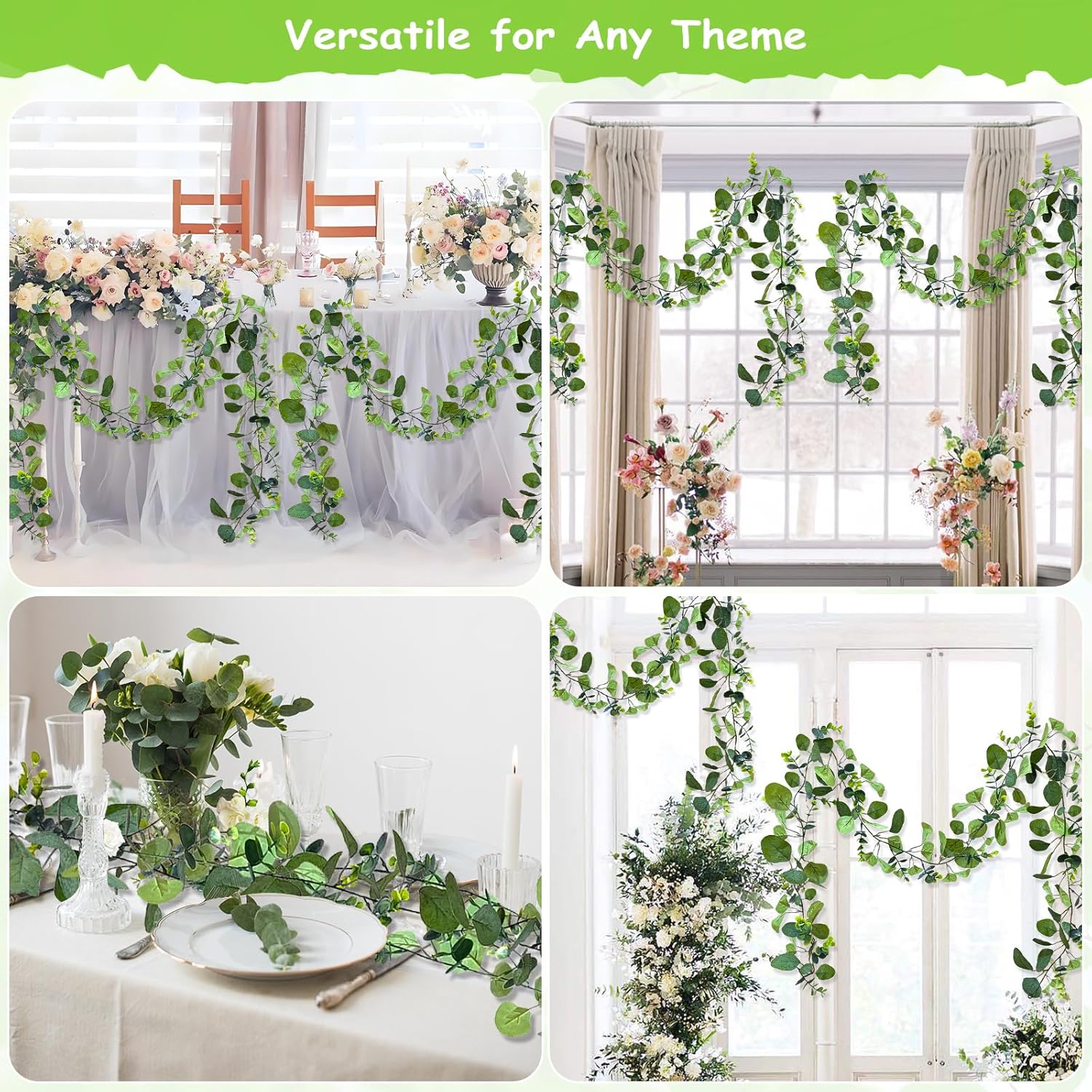 4 Pack Artificial Eucalyptus Garlands for Decoration, Artificial Greenery Garland Fake Vines for Bedroom and Wedding Decor, Artificial Plants with Ivy Vines — image 6