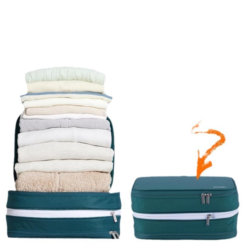 Beige Durable Double-Zipper Expandable Water-Resistant Thick and Thin Clothing Storage Bag - Size 40 × 30 × 15CM — image 4
