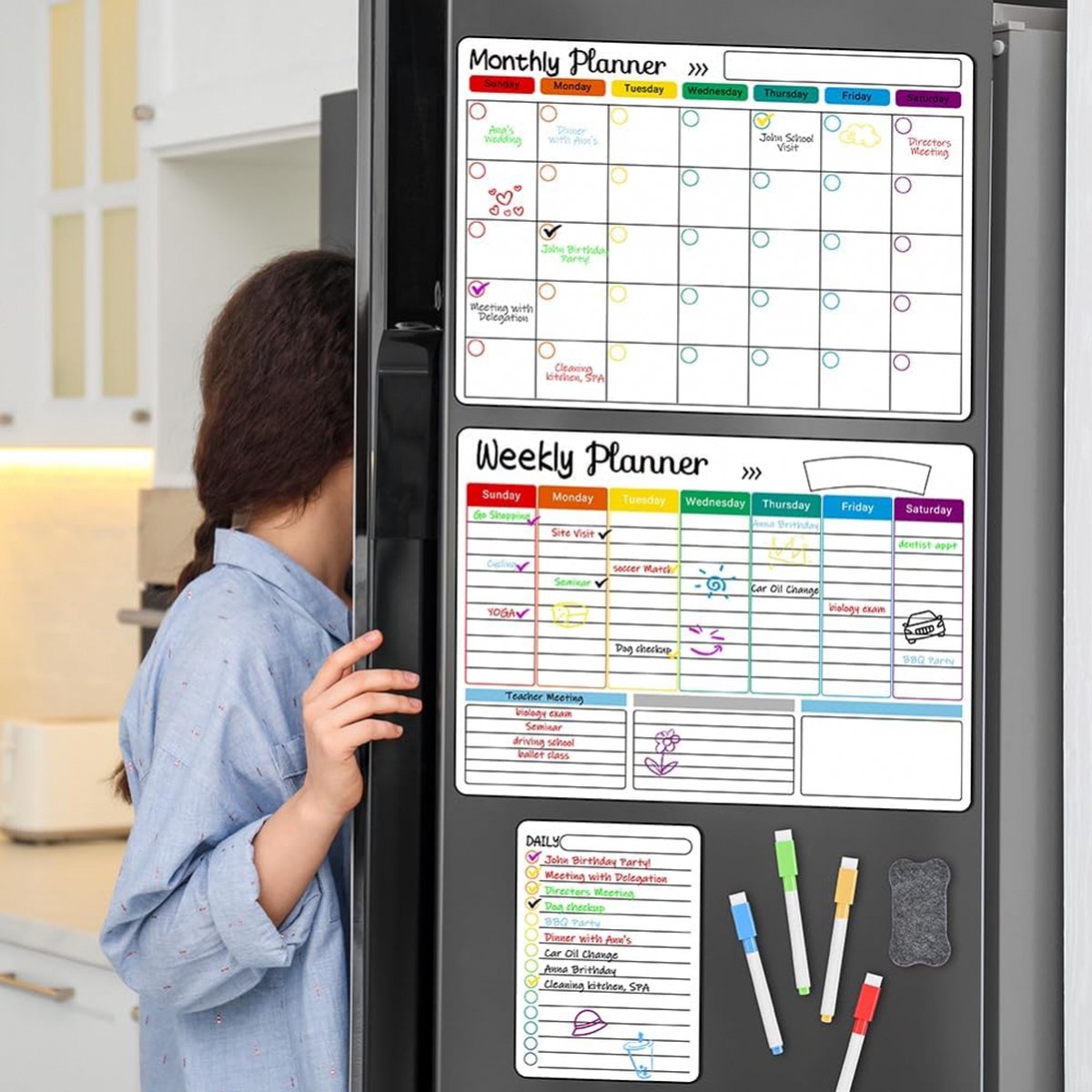 Monthly Planner & Weekly Planner Whiteboard Set - Magnetic Planning Board - Magnetic Monthly Planner - Magnetic Weekly Planner - Magnetic Board Including Day — image 4