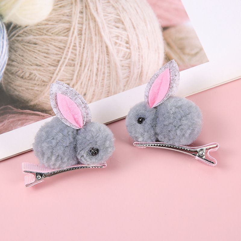 Cute cartoon rabbit hair clip three-dimensional soft plush rabbit hair clip suitable for fine hair to fix cute rabbit (5 pairs) — image 5