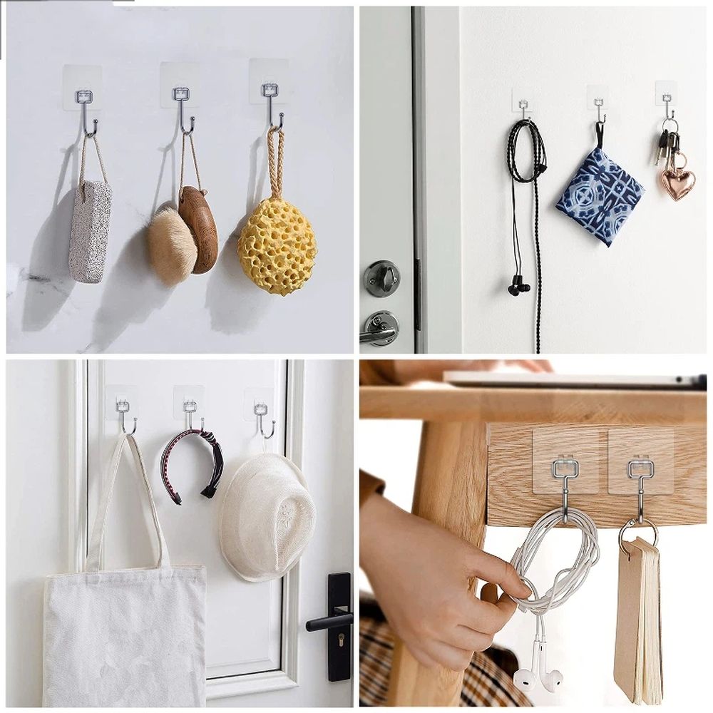 Large Adhesive Hooks for Hanging Heavy Duty 22 lbs Robe & Towel Hanger, Waterproof Adhesive Wall Hooks for Home,Office- 6 Pack — image 5