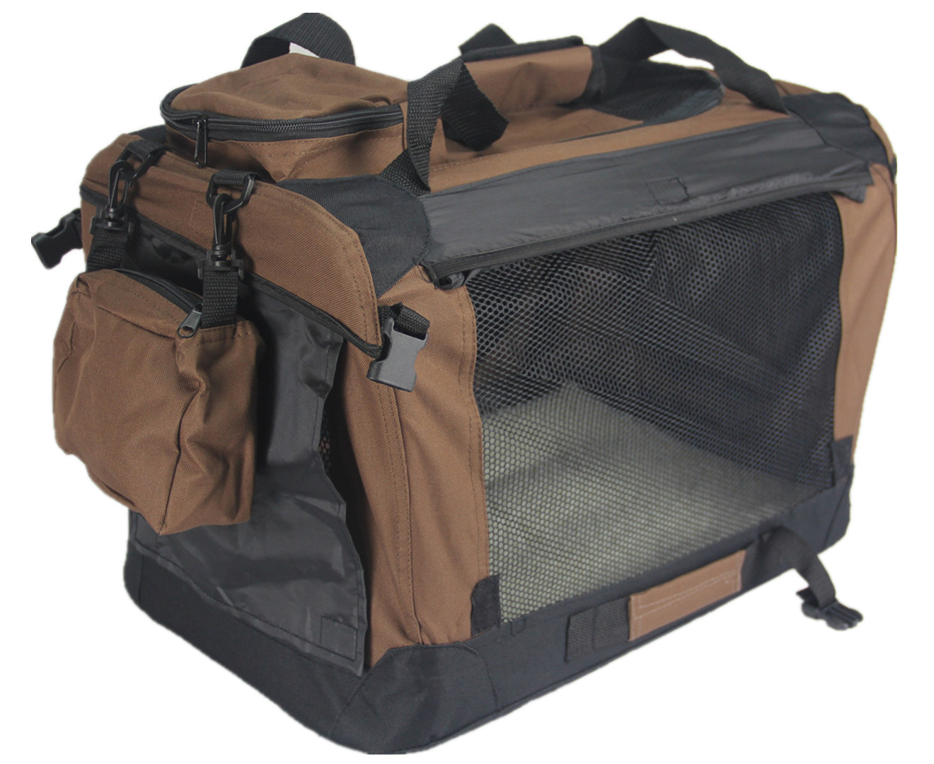 YES4PETS Medium Foldable Soft Dog Cat Puppy Rabbit Crate With Curtain-Brown โ image 2