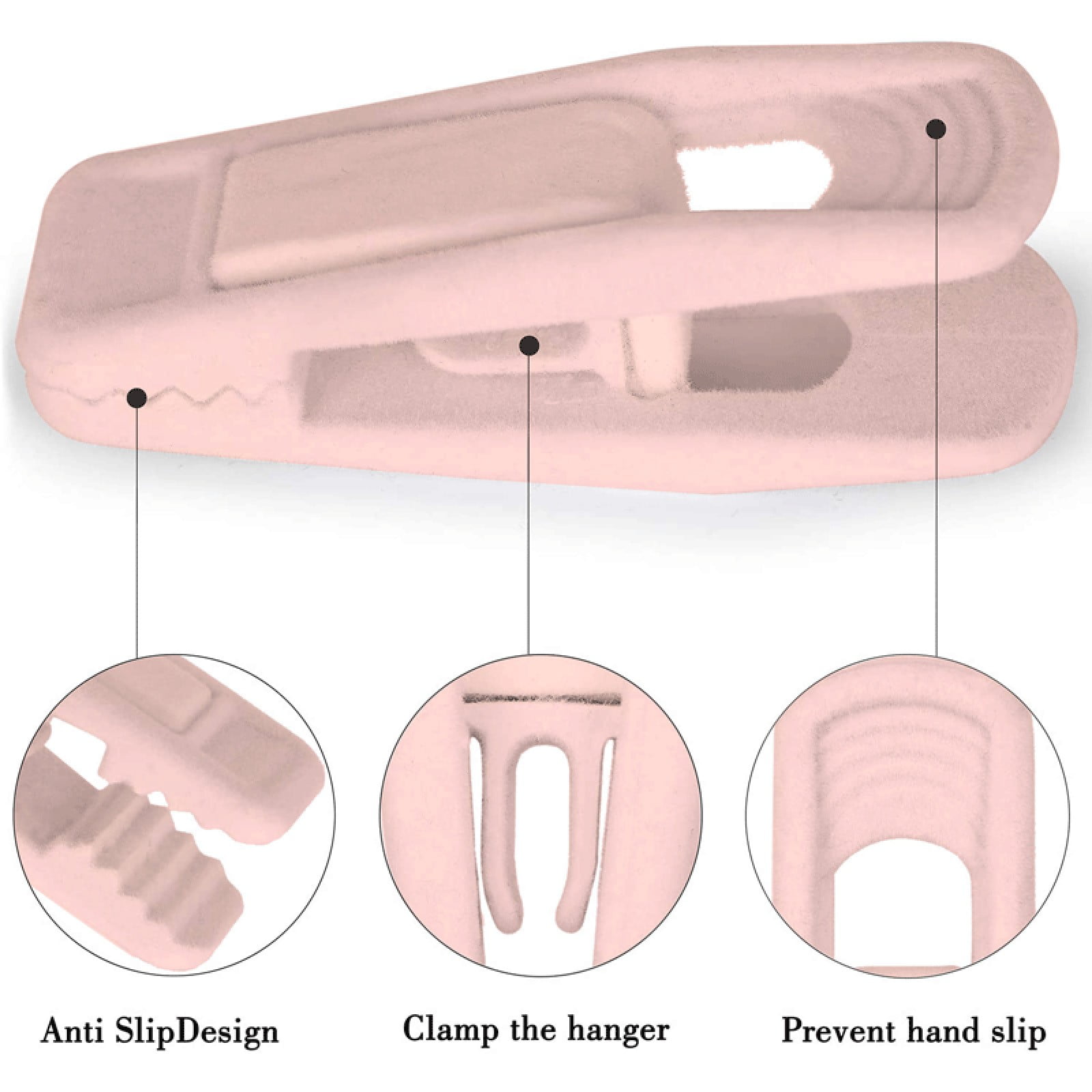 20 Pack Velvet Hangers, durable non breaking clip hangers with finger clips for suits skirts pants and small clothes, Light Pink, 2.6 × 0.9 inches — image 3