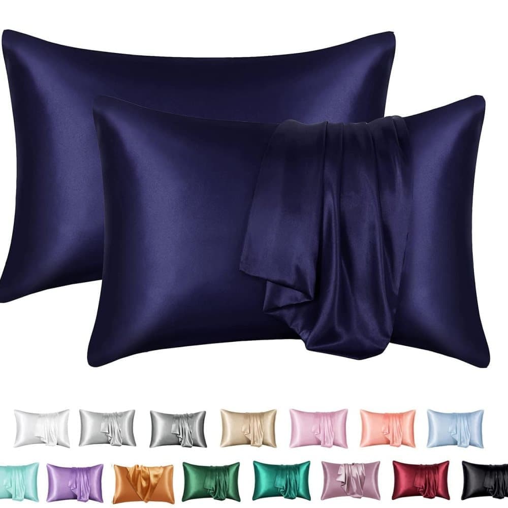 2-Pack Satin Pillowcase Silky Soft Dark Blue, 50 × 75cm