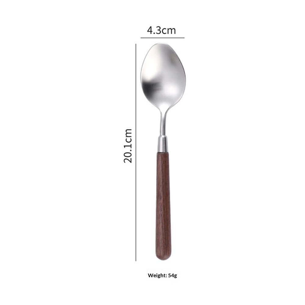 Spoon and Forks Silverware Set With Walnut Wood Handle, Flatware (304) Stainless Steel Cutlery Dinner Fork Spoon Knife Set, 1-Pack — image 4