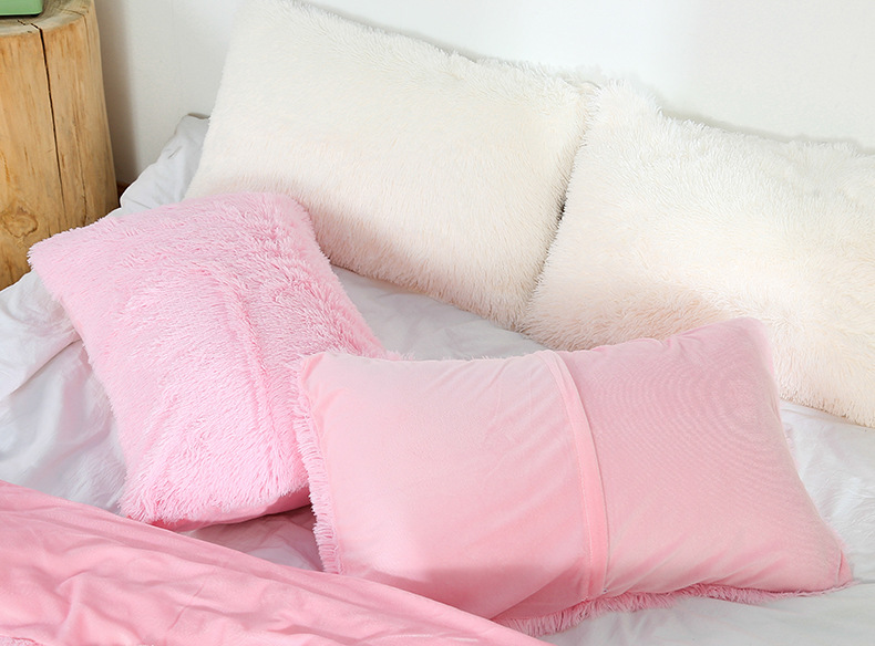 Black Faux Fur Pillowcase Set - Crystal Velvet Plush Throw Pillow Covers, Bedding Accent (50x70cm, Pair) โ image 3