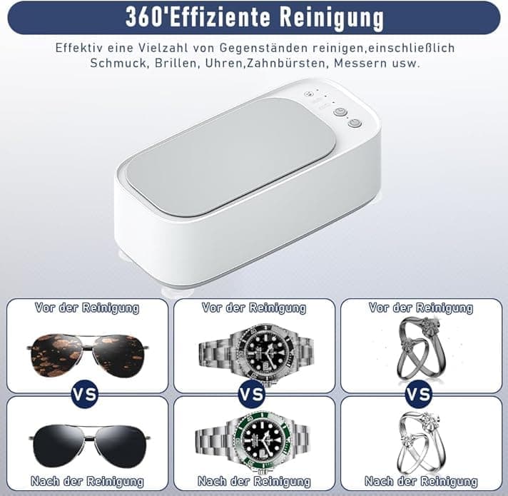 45000 Hz Ultrasonic Cleaner with 3 Cleaning Modes for Glasses Jewelry Dentures, Gray โ image 2