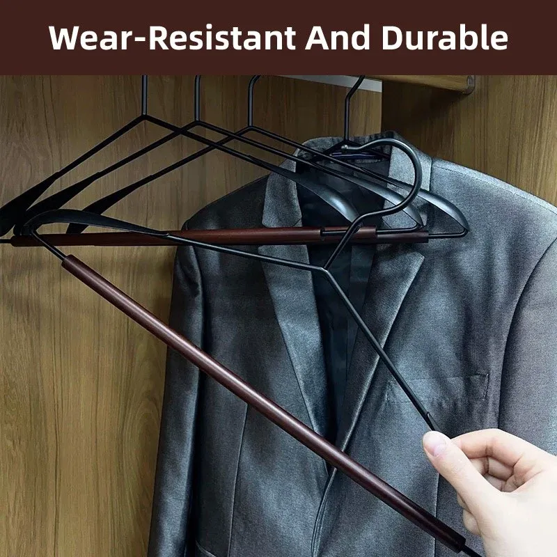 6pcs Iron Wood Combination No Trace Hangers Non Slip for Coat Shirt Closet — image 6