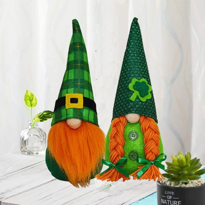 2pcs Dwarf Decoration, Fairy Swedish Dwarf Decoration Green Irish Fairy Dwarf Doll Elf Home Decoration Festival Ornament — image 4