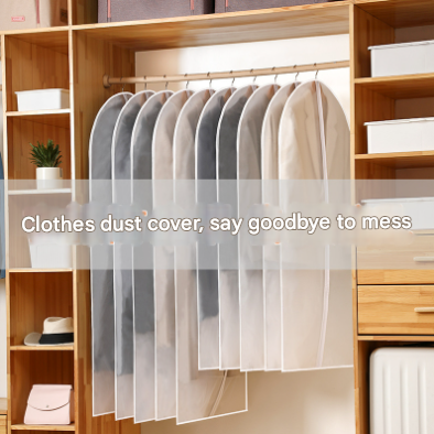 Black Edge 10-Pack Hanging Garment Bags for Closet Storage - Translucent Dust-Proof Suit Covers, Washable & Reusable Coat Protectors (2 Sizes) — image 3