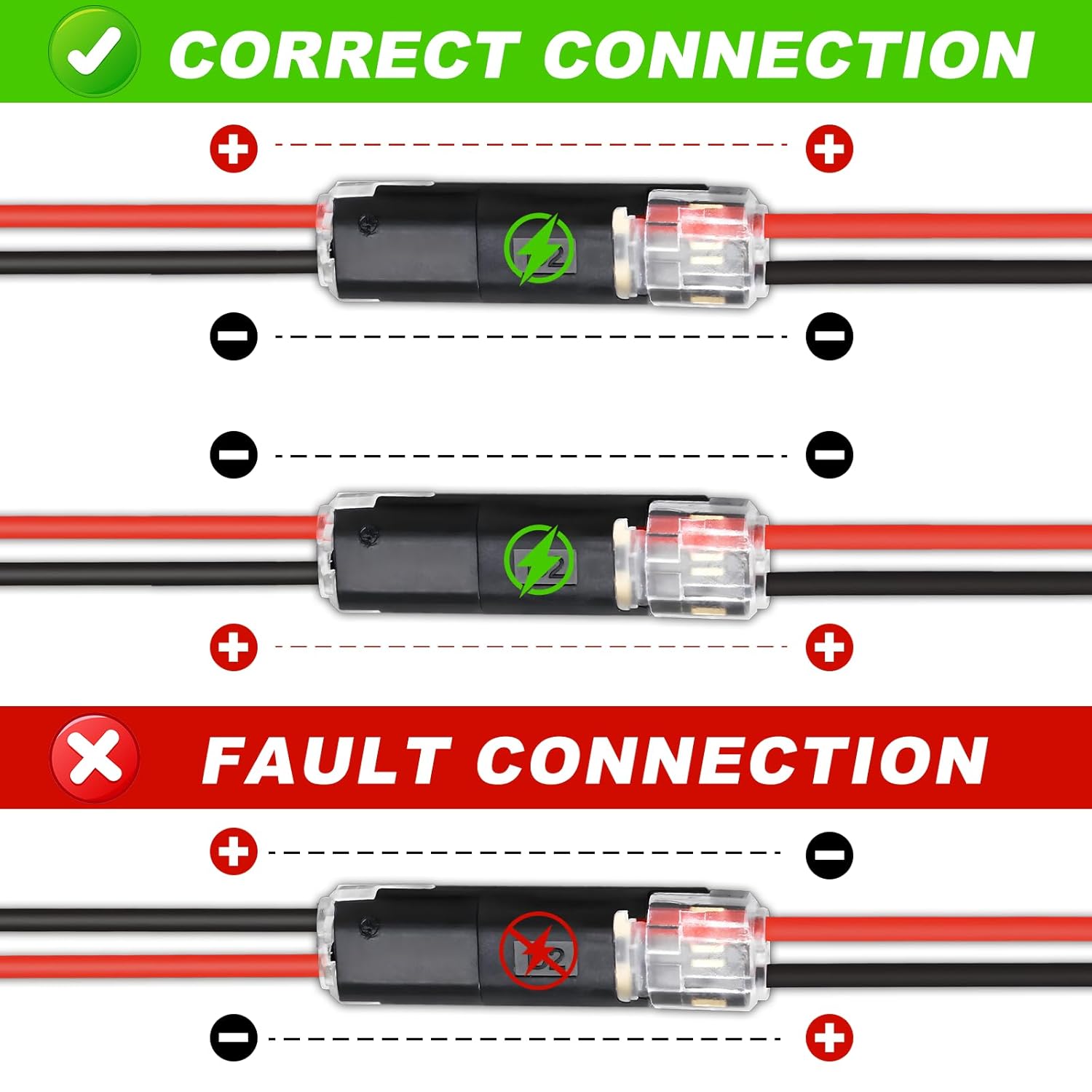30PCS Double Wire Plug in Connector,Pluggable Low Voltage Wire Connector with Locking Buckle,Quick Disconnect Led Light Strip Connectors 2 Pin,No Wire â image 4