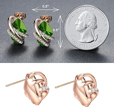 Infinity Love Heart Birthstone Earrings for Women, Crystal Stud Earrings with Healing Stones, Allergy-Free Jewelry for Women with Gift Box, Silver-tone — image 4