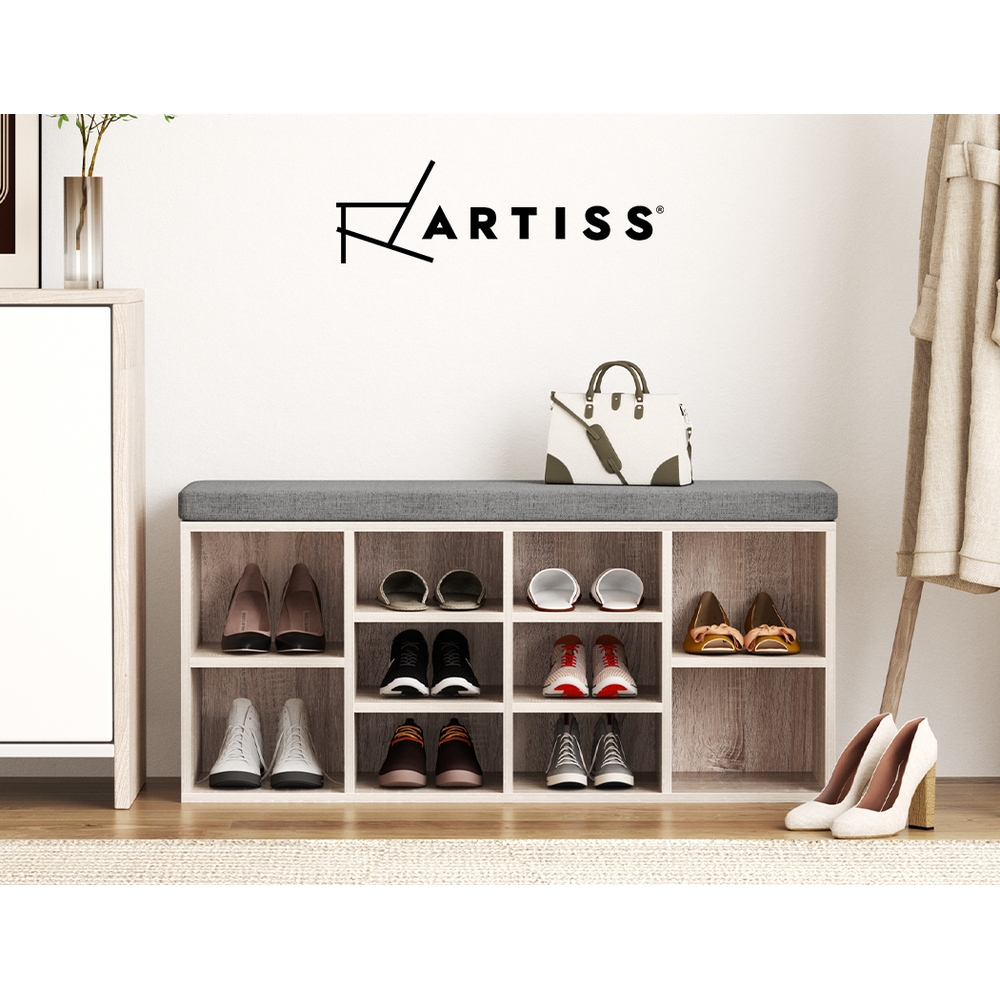 Artiss Shoe Rack Cabinet Shoe Bench Fabric Seat Pine BOA โ image 6