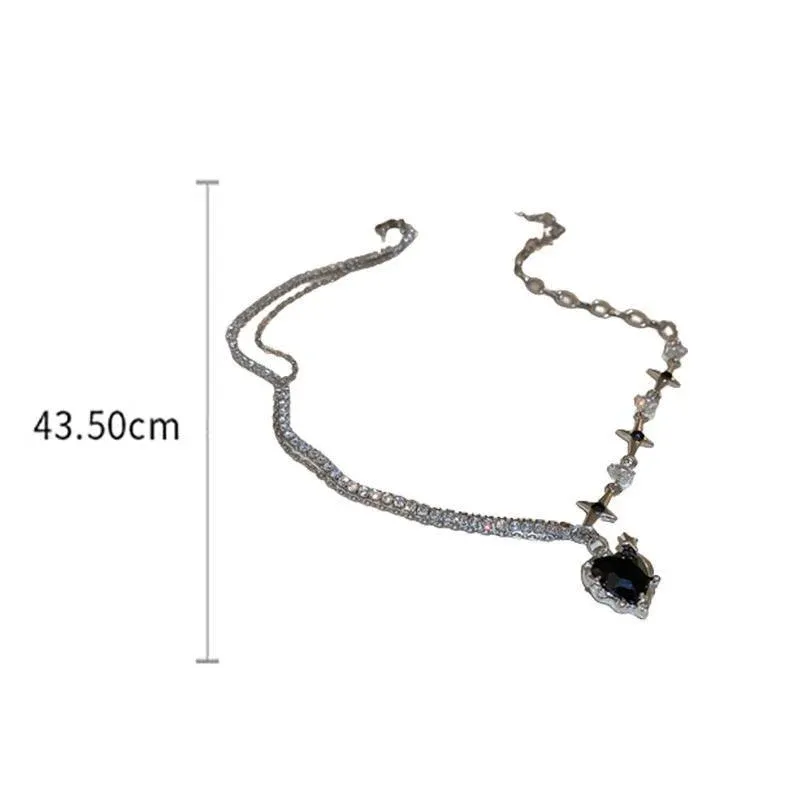 Fashion Creative Steel Heart Pendant Necklace Clavicle Chain Women Jewelry Gift - Black — image 5