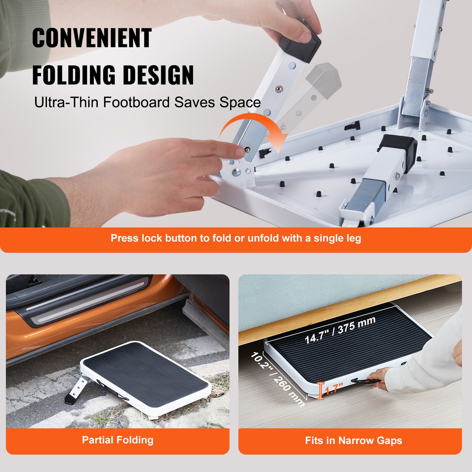 Step Stool 1-Step 150KG Capacity, Folding Steel Step Ladder 3 Adjustable Height, Portable Toddler Step Stools for Adults, Non-Slip Sturdy Step Ladders for โ image 4