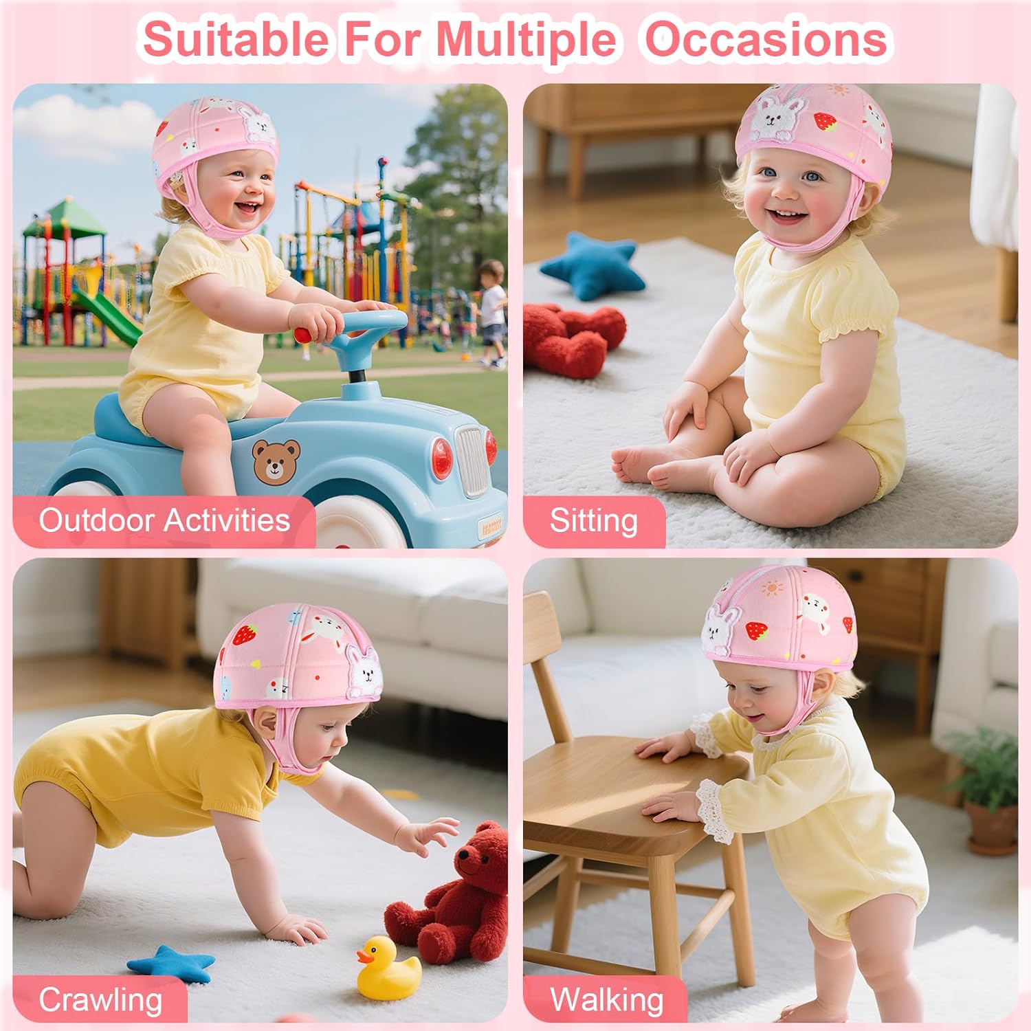 Baby Head Protector, Cute Baby Safety Helmet for Crawling Walking Running, Infant Headguard Soft Cushion Lightweight Breathable Protective Caps, Anti-Collision — image 6