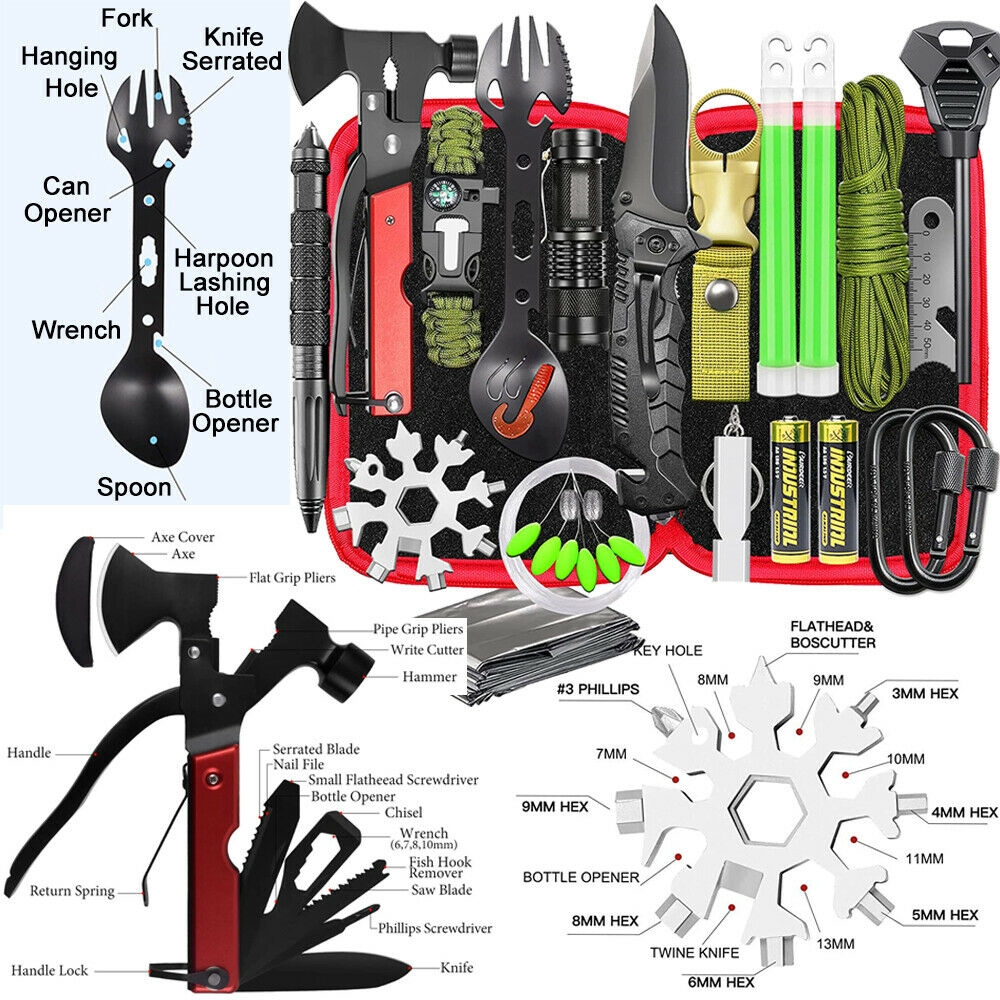 32 In 1 Emergency Survival Equipment Kit Camping SOS Tool Sports Tactical Hiking — image 2