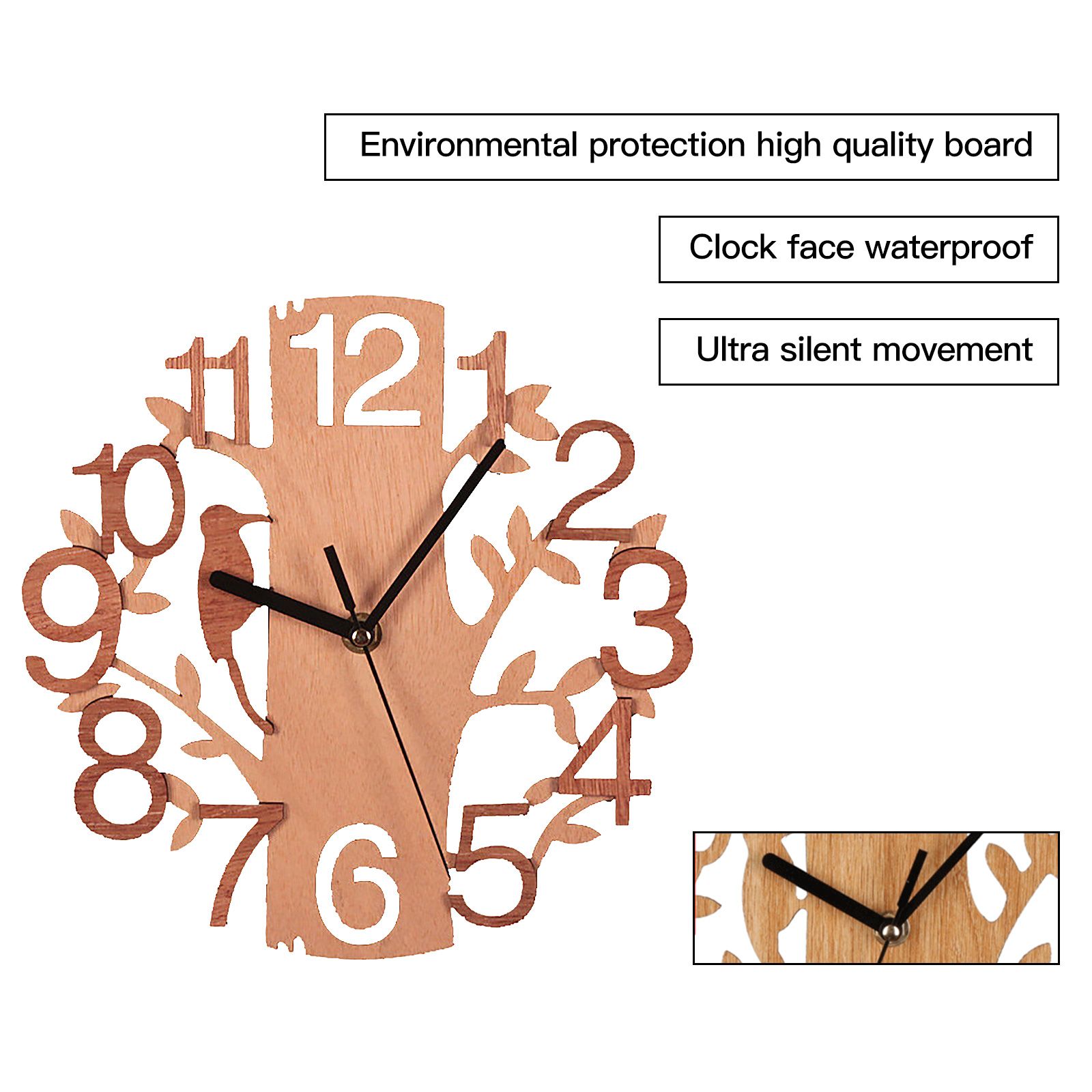 Wooden Wall Clock 8.7in Diameter White Double Layer Ultra Quiet Silent Wall Clock — image 5