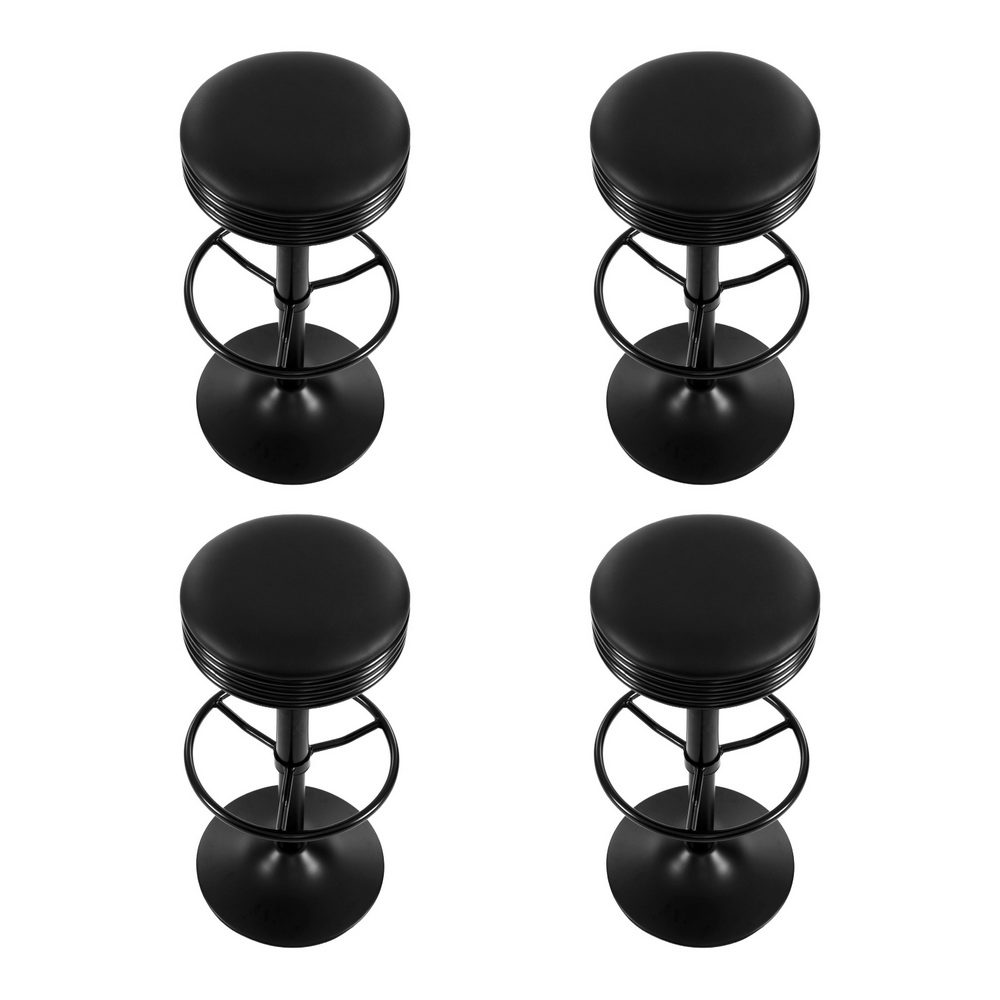 Artiss 4x Bar Stools Leather Padded Gas Lift Black — image 3