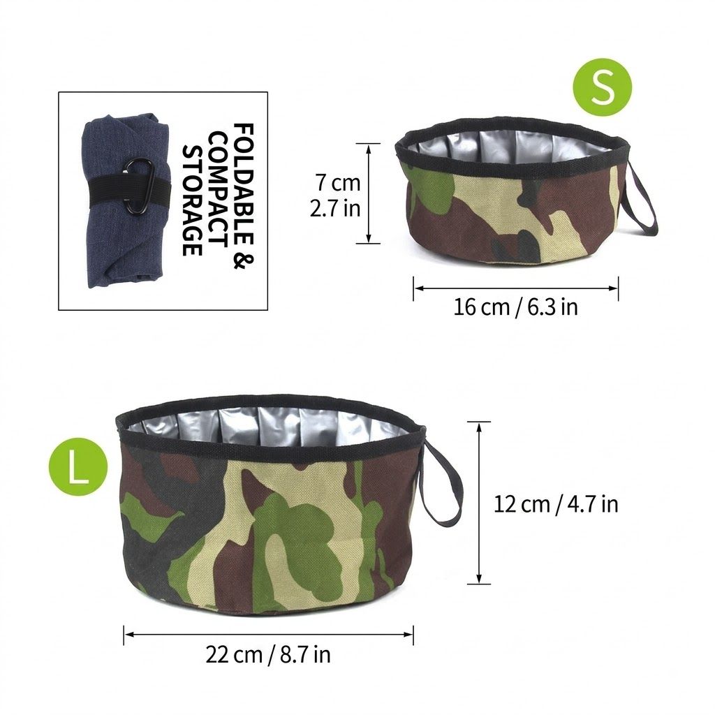 Durable Oxford Fabric Collapsible Dog Bowl, Portable Foldable Pet Food and Water Container for Outdoor Adventures, Camping, and Daily Walks with Convenient — image 2