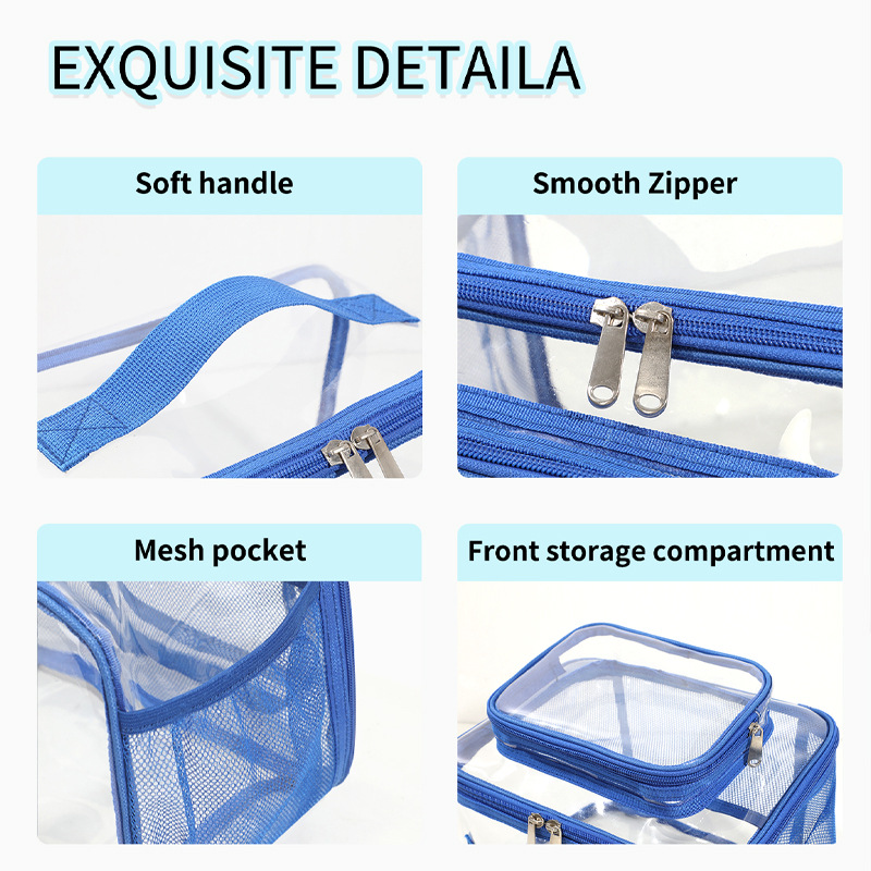 Clear PVC Tote Bag with Handle - Transparent Stadium-Approved Travel Organizer(Pink) โ image 2