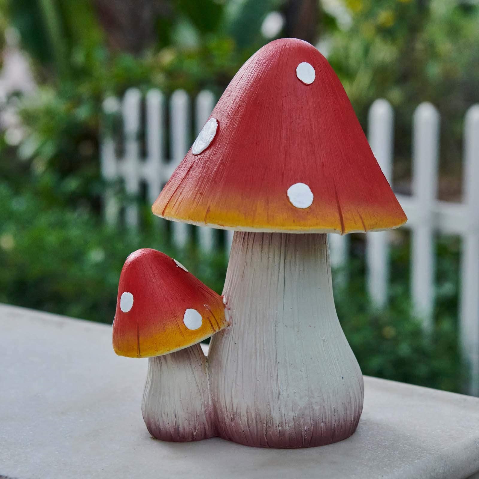 Mushroom Decor Fairy Garden Accessories - Outdoor Garden Decor Mushrooms Ornament for Garden Decoration (8" Red)