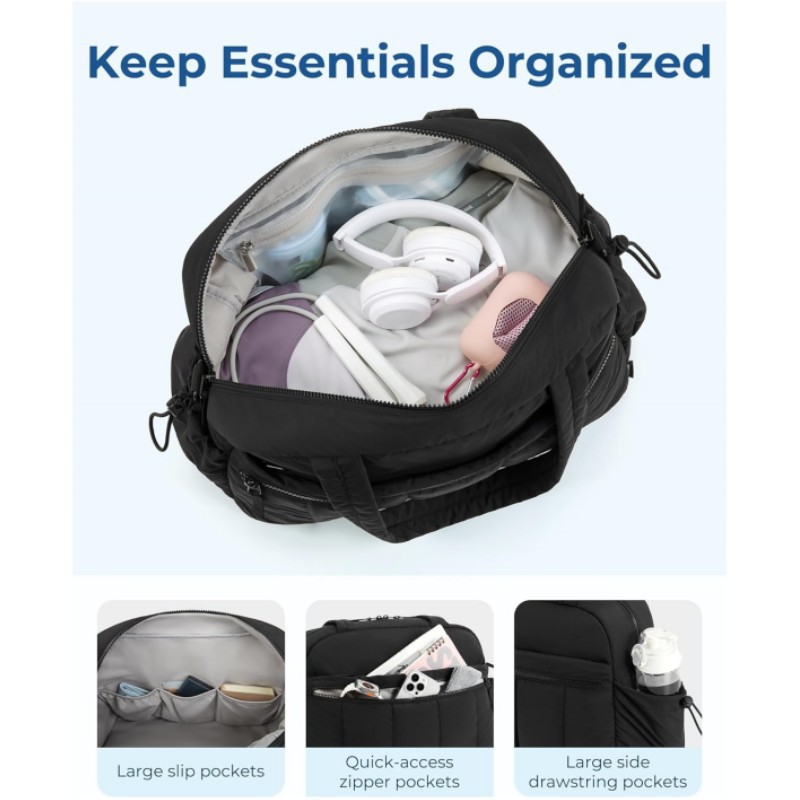 Beige Versatile Carry-On Travel Duffel Bag - Airline Personal Item Size with Waterproof Wet Pocket & Trolley Sleeve โ image 2