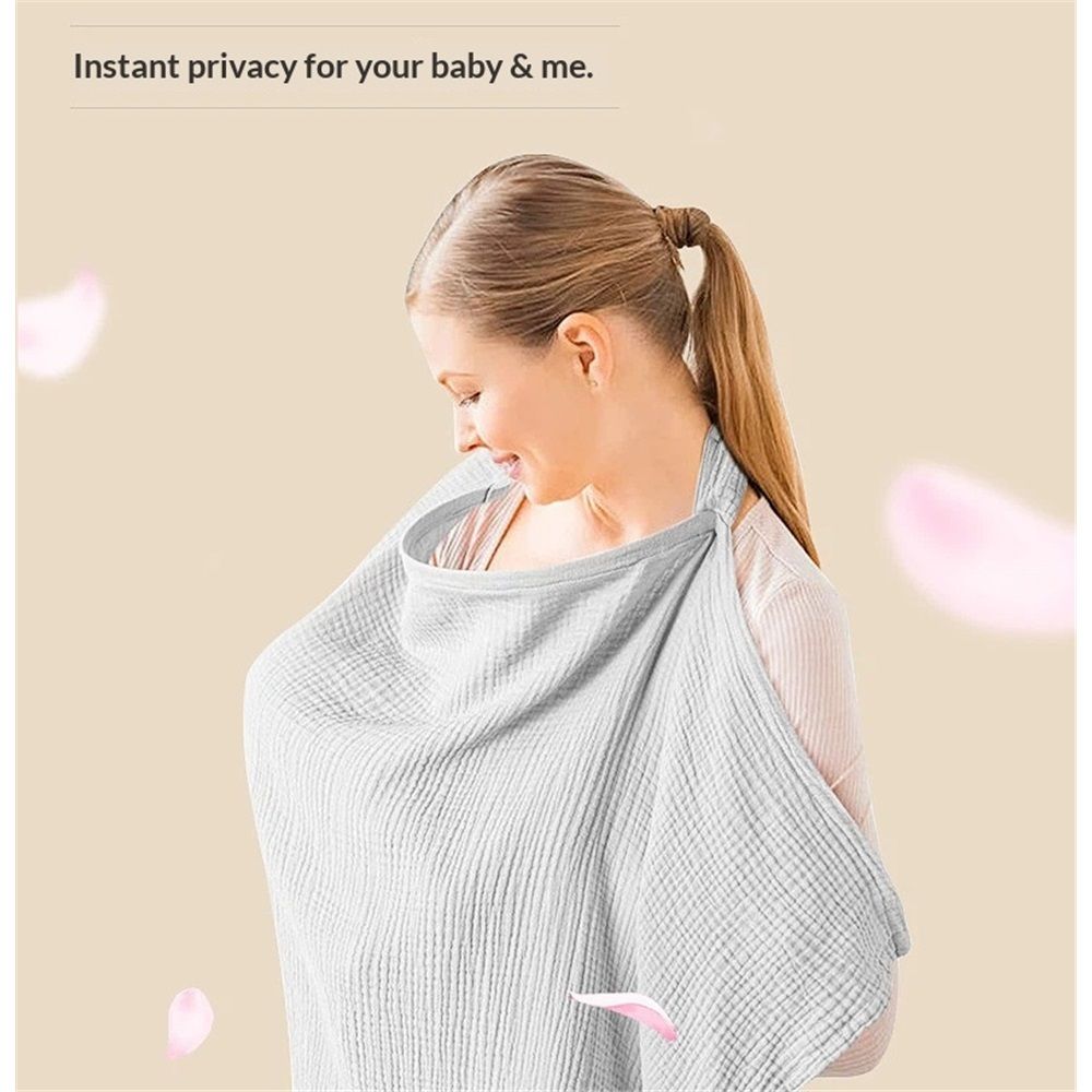 Nursing Cover for Baby Breastfeeding, Breathable Cotton Breastfeeding Cover with Rigid Hoop for Mother Nursing Apron, Multi-use Carseat Canopy（grey） — image 3