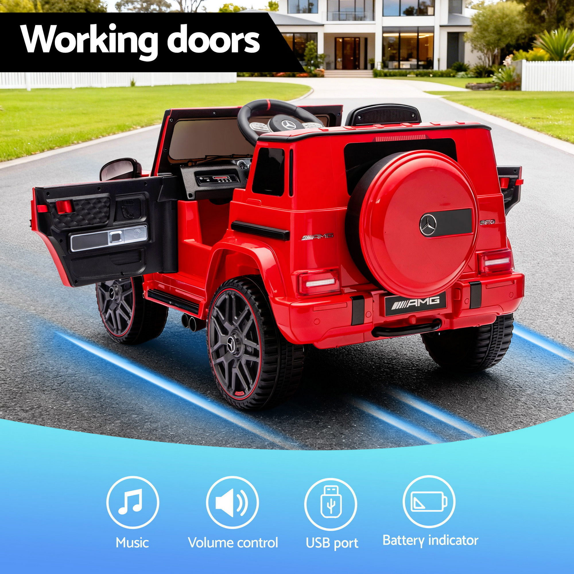 Kids Electric Ride On Car G63 Toy Cars Remote Control Red — image 5