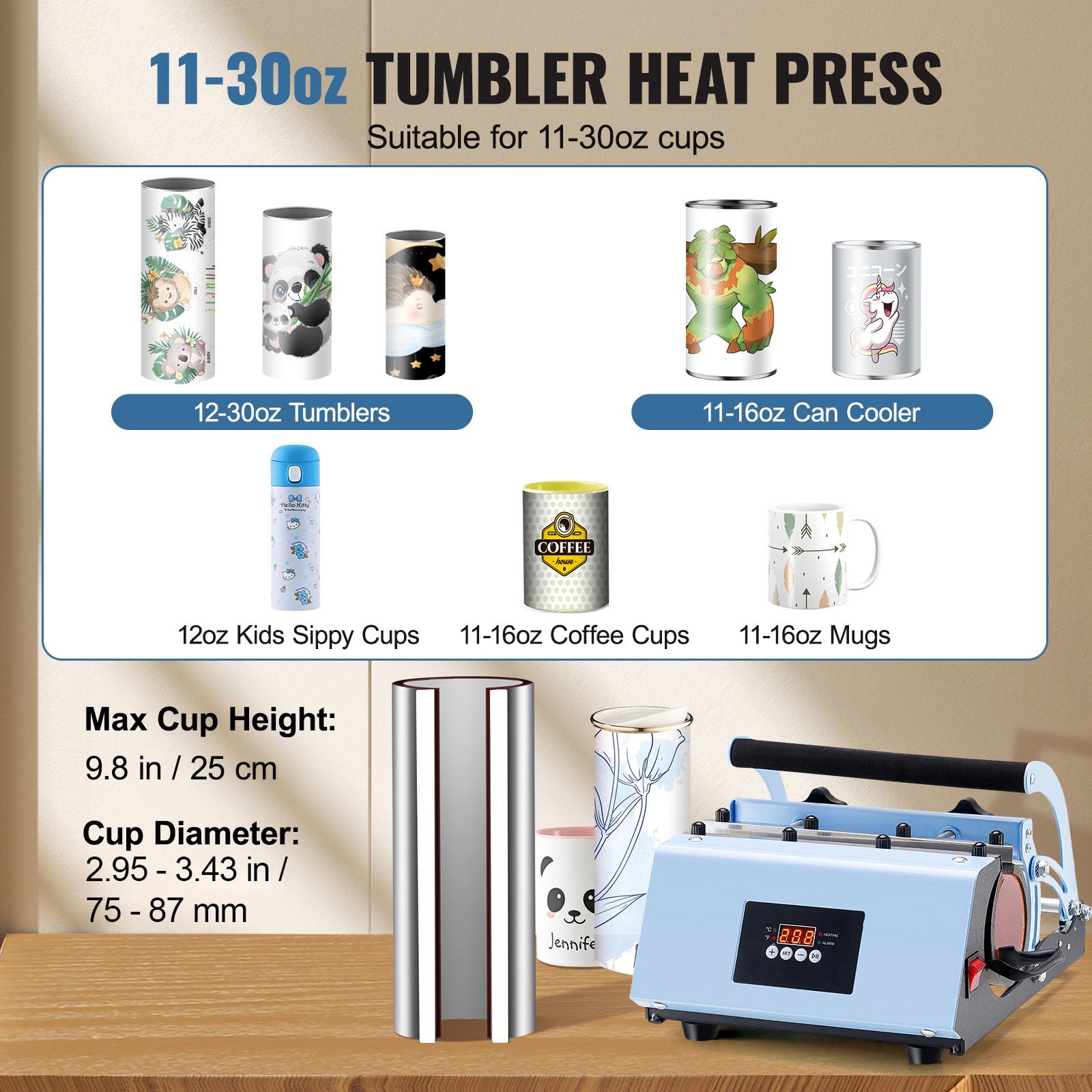 Tumbler Heat Press Machine 11-30oz Mug Press Sublimation Tumblers Blue โ image 2